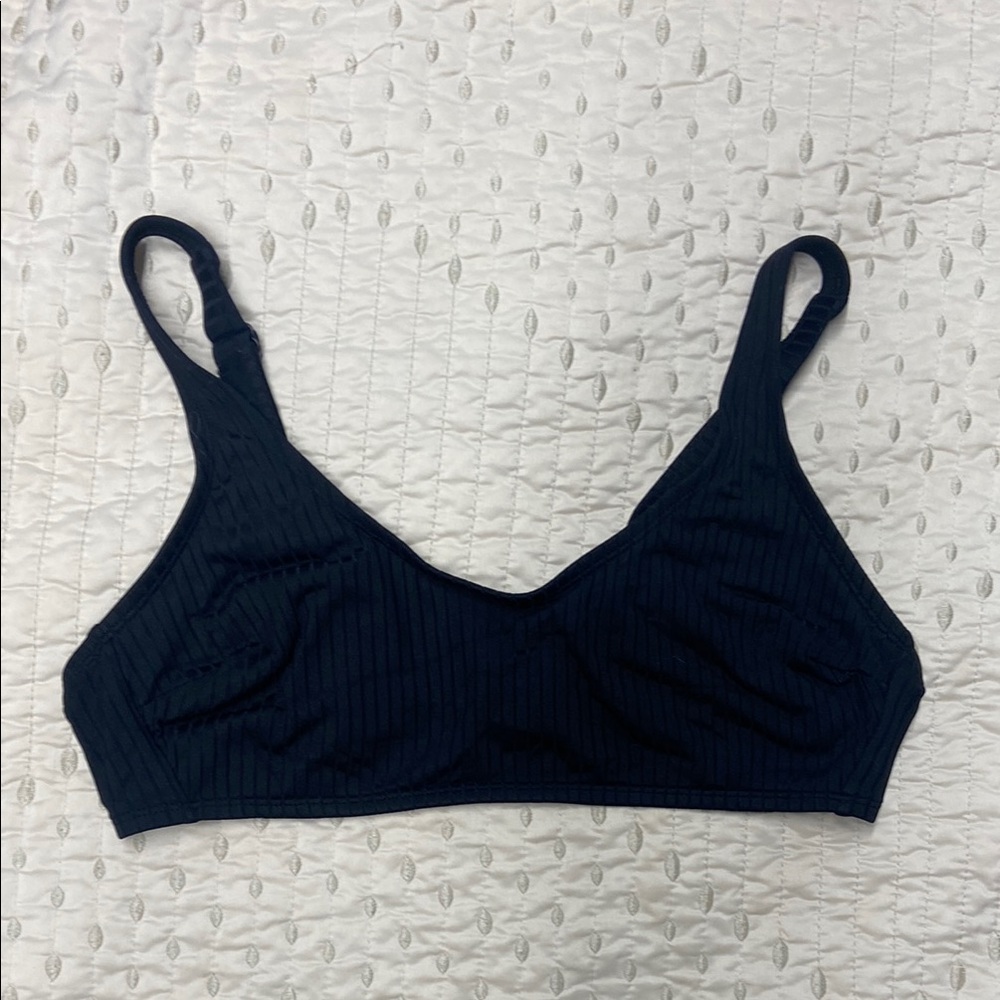 Black Ribbed Women's Bikini Top